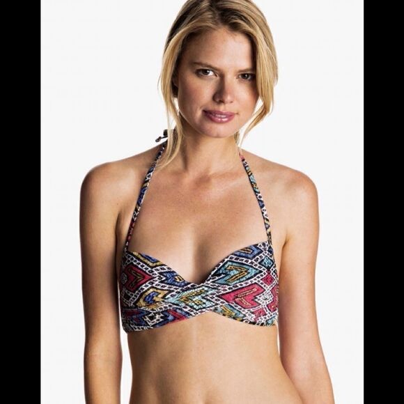 ROXY multicolored wrap bikini top. NWT - Picture 4 of 10